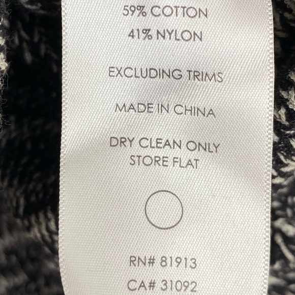 Plenty By Tracy Reese Sz Medium Women’s Black White Short Sleeve Hooded Sweater - Picture 6 of 8